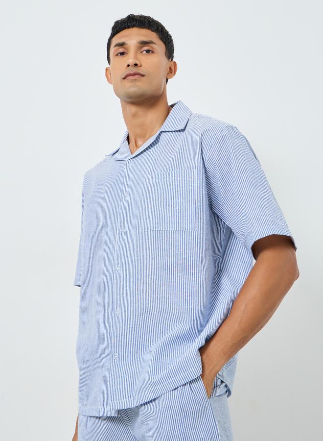 Styli Men Striped Woven Shirt and Pyjama Set - Image 2